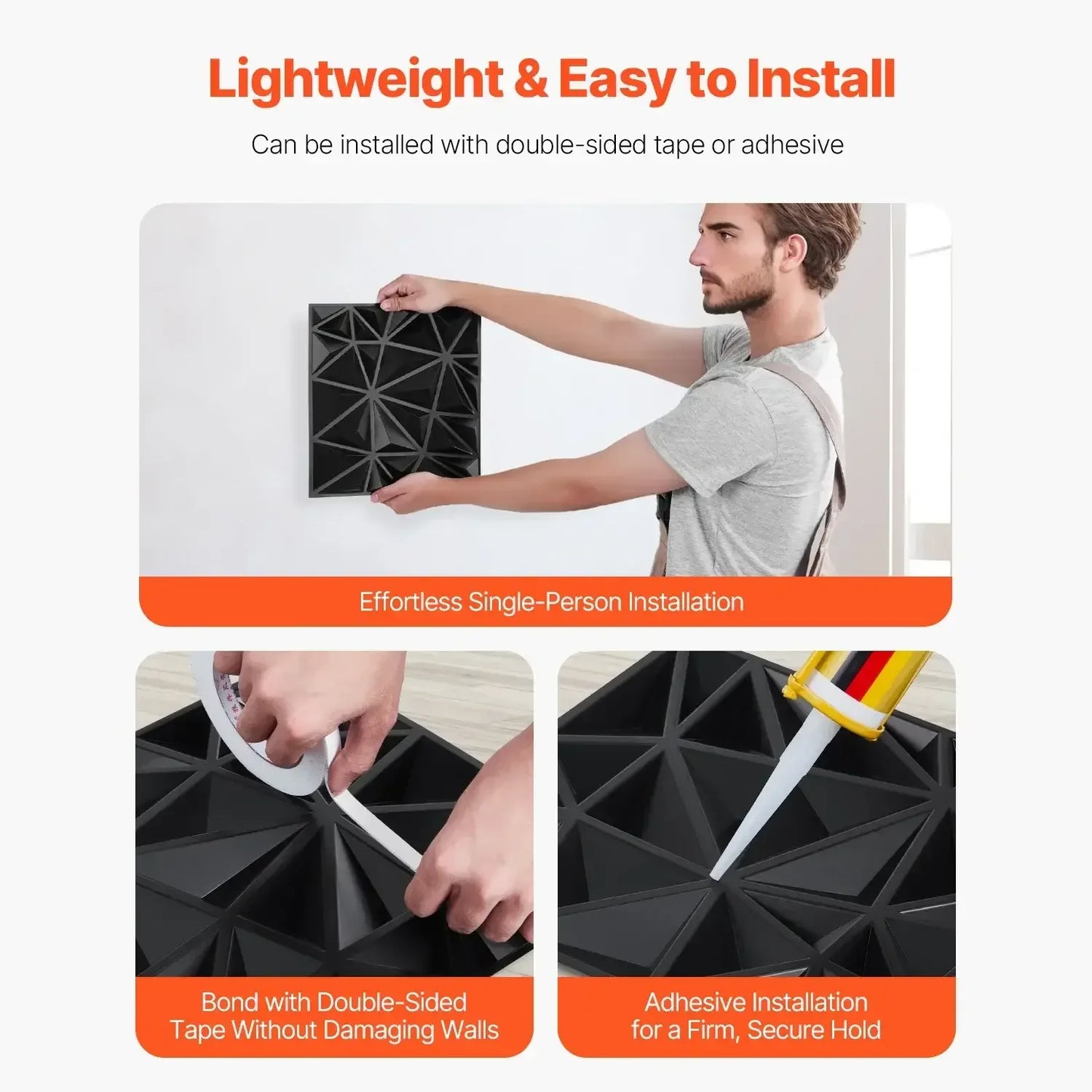 VEVOR 3D PVC Wall Panels – Modern Minimalist Diamond Design 30x30cm C / United States