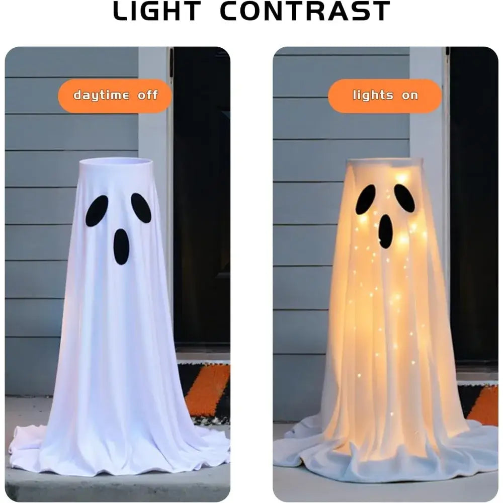 Halloween Lighted White Cloth Ghost Candy Bowl Decoration