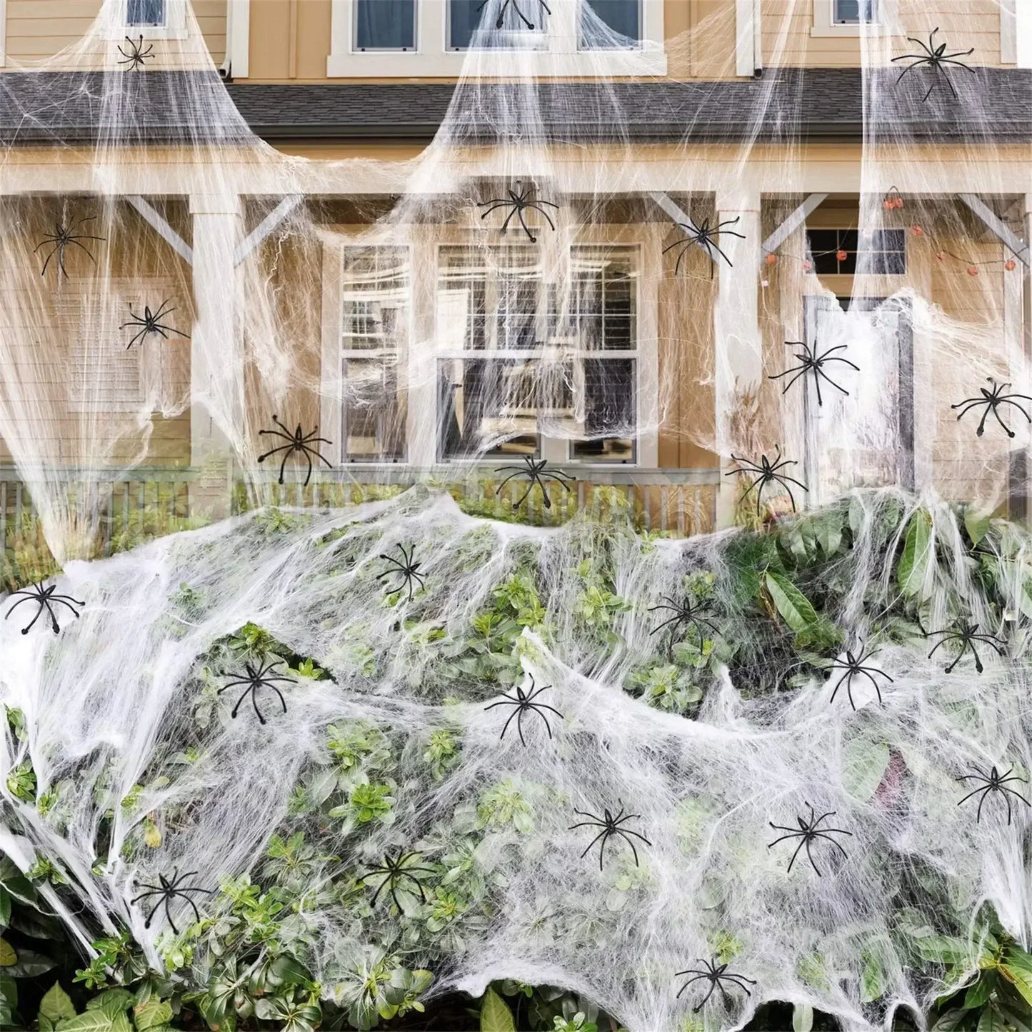Halloween Spider Web Decoration with 60 Fake Spiders WHITE / L / United States