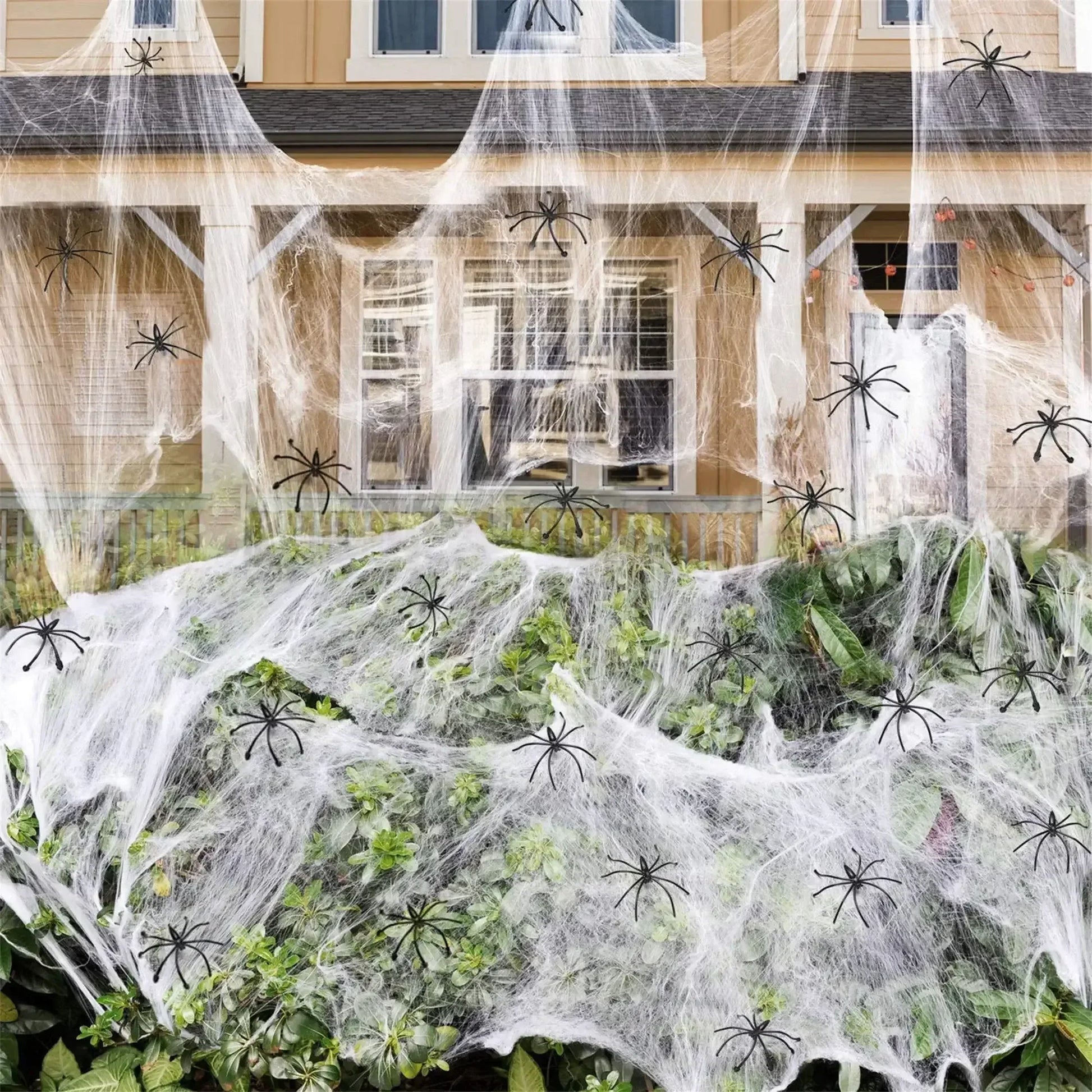 Halloween Spider Web Decoration with 60 Fake Spiders WHITE / L / United States