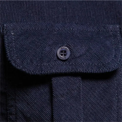 Men's Business Casual Corduroy Shirt Navy Blue / M 55-65kg