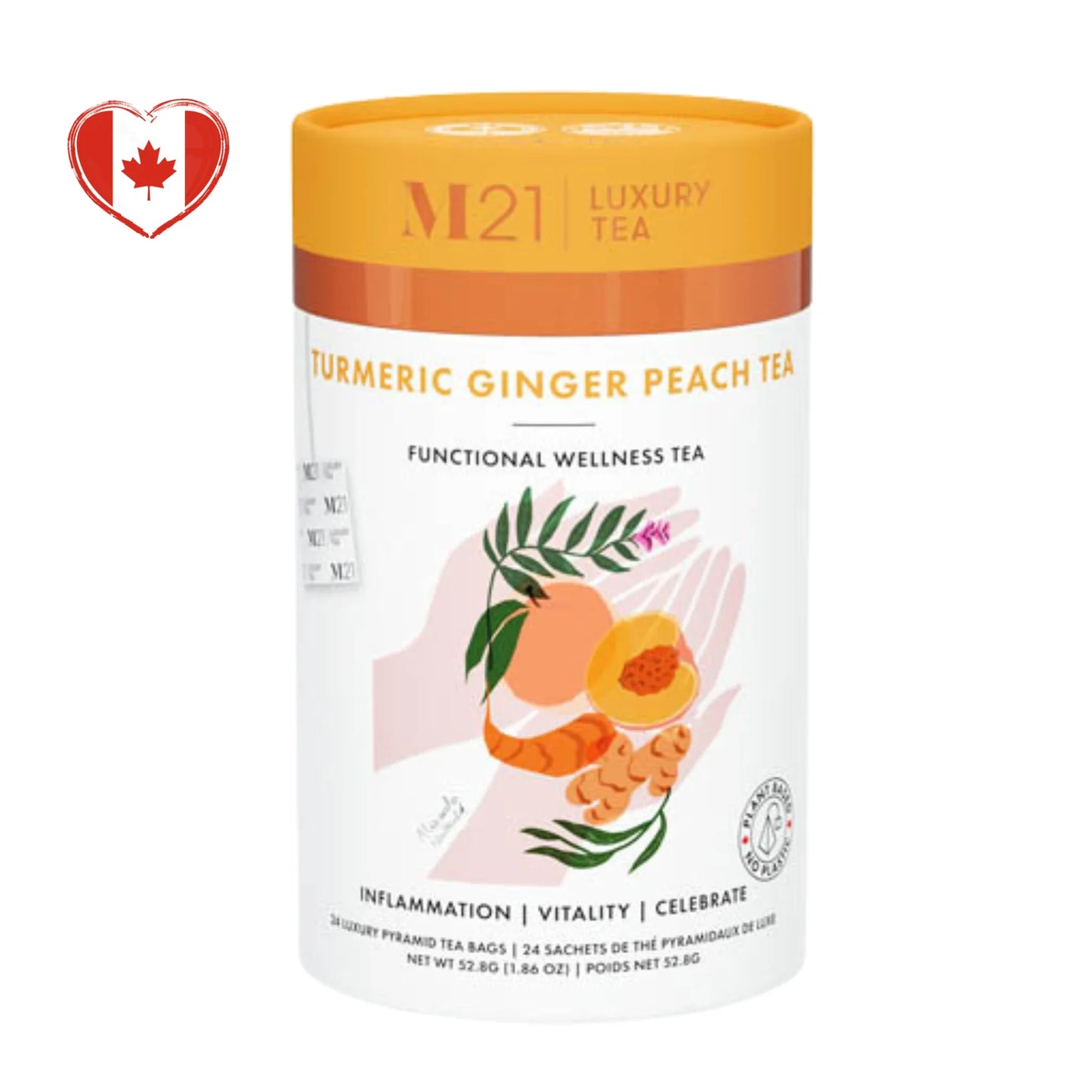 Turmeric Ginger Peach Luxury Tea 3 Luxury cans | 72 Tea Bags