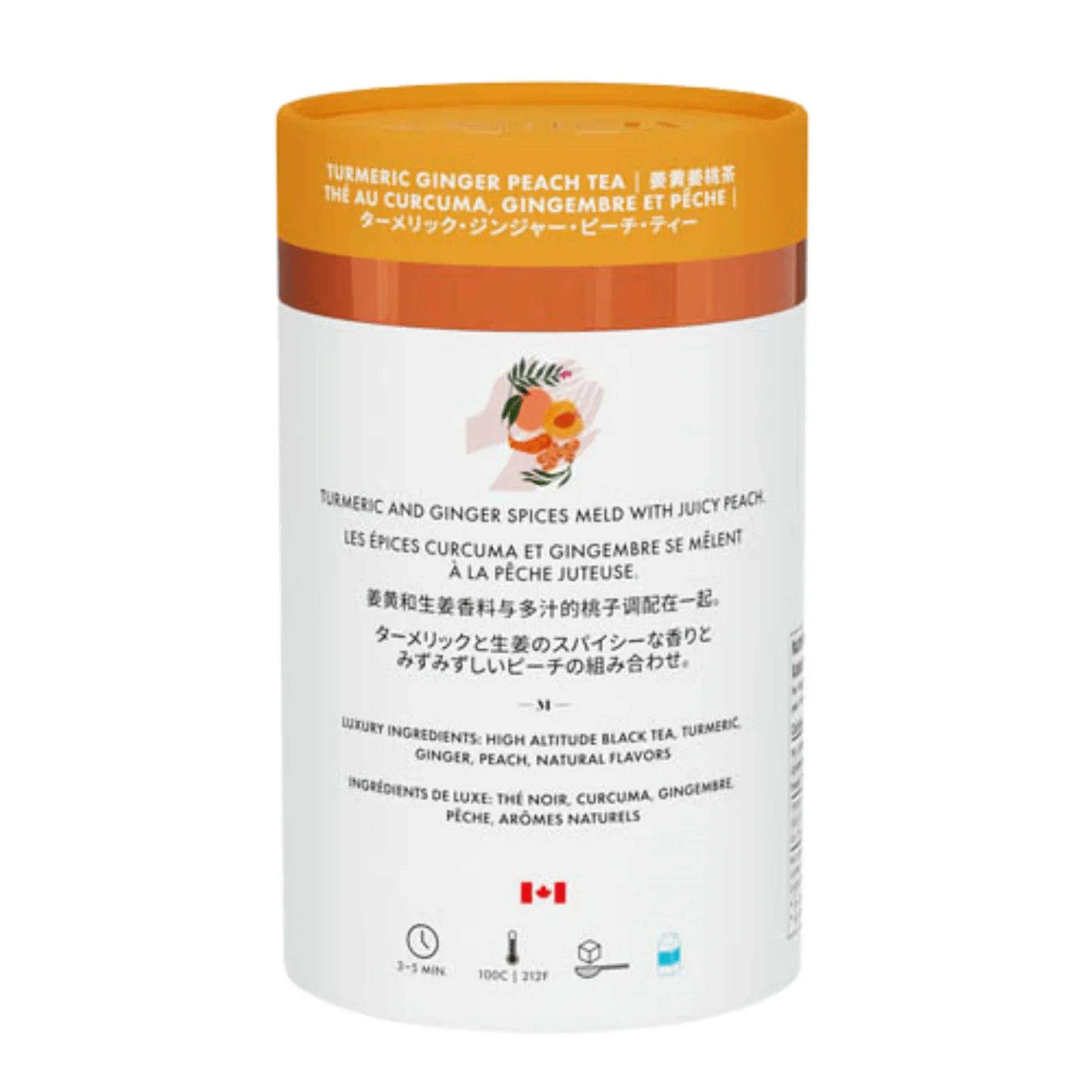 Turmeric Ginger Peach Luxury Tea 3 Luxury cans | 72 Tea Bags