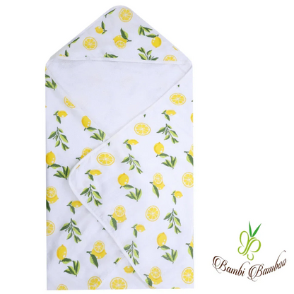 Baby Hooded Towel, Muslin-Backed, Buttery Soft Terry, Lemon Print Default Title