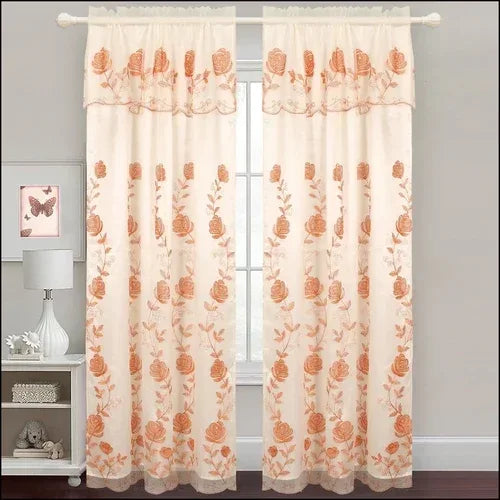 Zoey - Embroidered Panel With Backing - Set of Two - Assorted Colors Beige & Orange