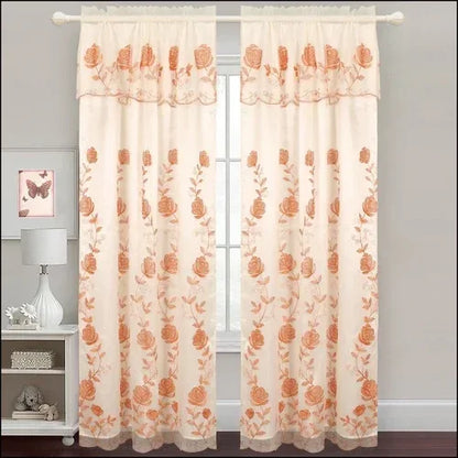 Zoey - Embroidered Panel With Backing - Set of Two - Assorted Colors Beige & Orange