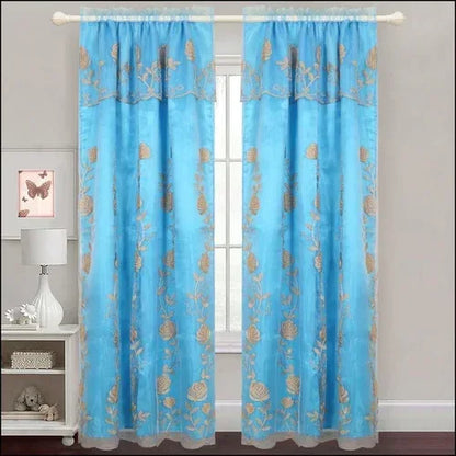 Zoey - Embroidered Panel With Backing - Set of Two - Assorted Colors Light Blue & Gold