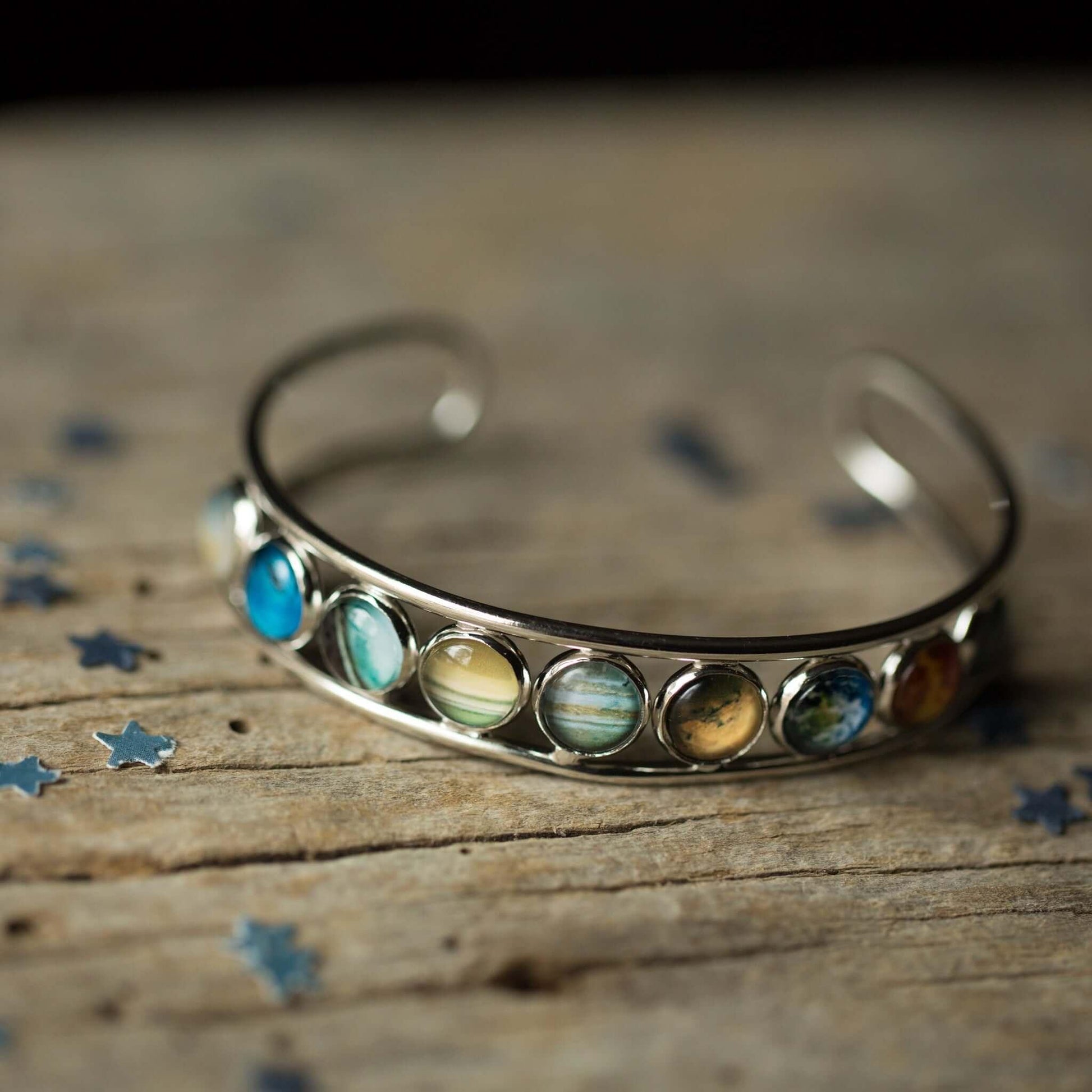 Solar System Silver Bangle Bracelet Silver
