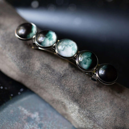 Moon Phase Hair Clip Barrette Silver