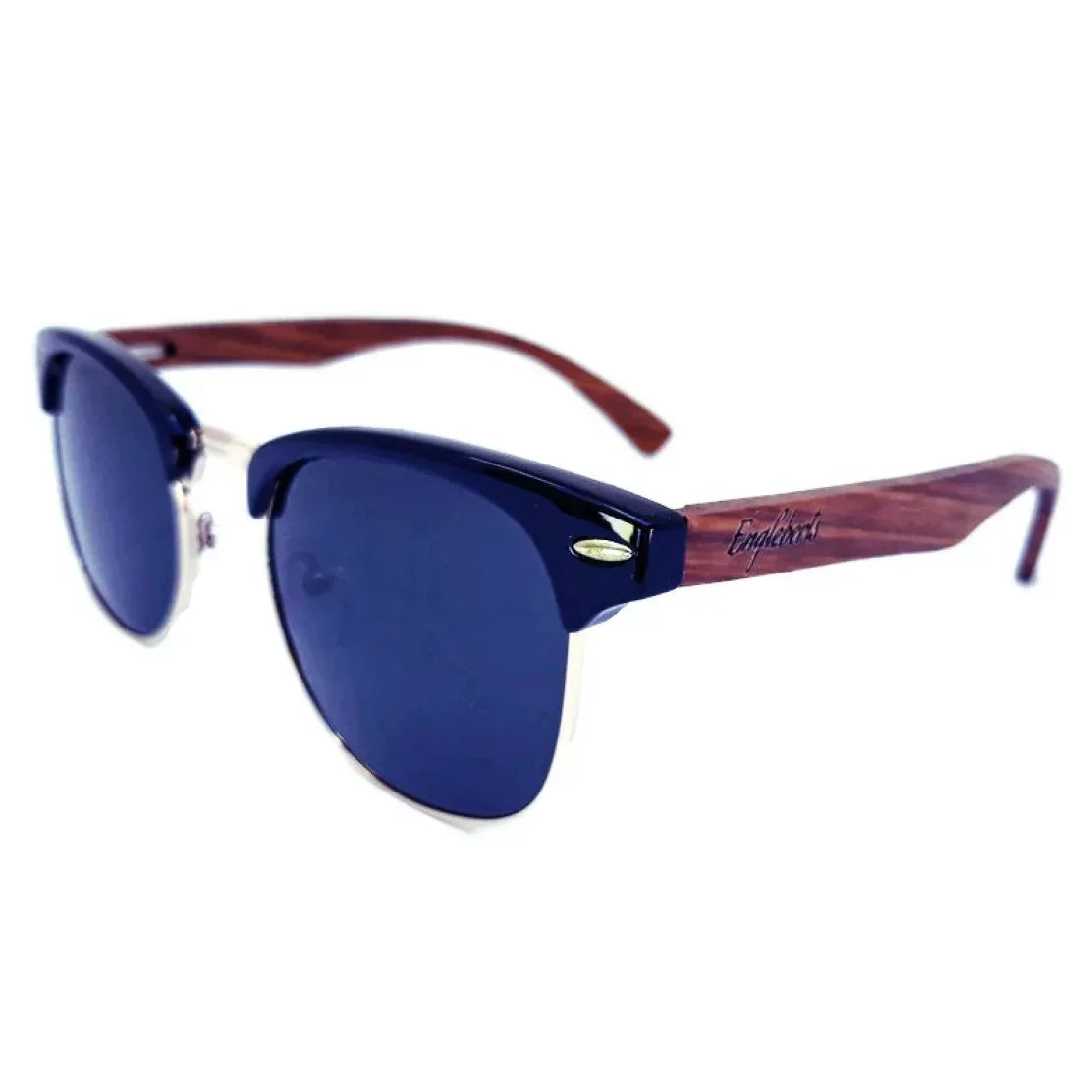 Real Walnut Wood Club Style Sunglasses With Bamboo Case, Polarized Default Title