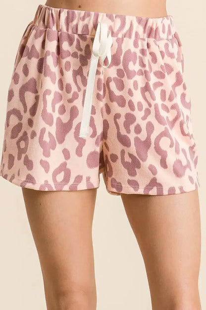 BiBi Leopard Shorts with Twill Tape Drawstring MAUVE / S