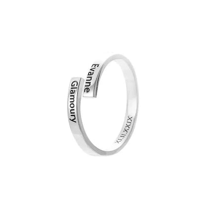 Full Silver 2-Name Ring - sterling silver ring Rose Gold