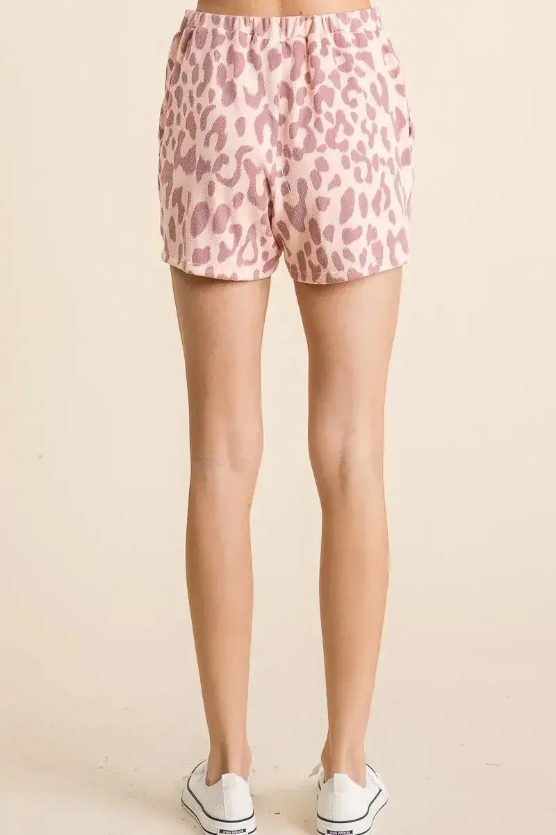 BiBi Leopard Shorts with Twill Tape Drawstring MAUVE / S