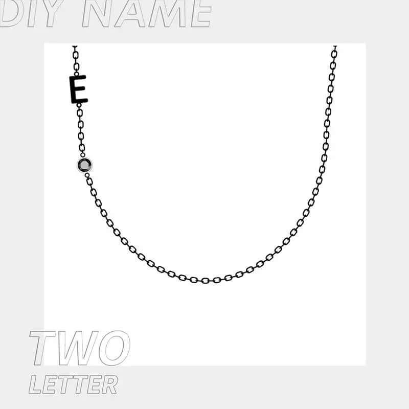 Stainless Steel 26 English Letter Name Necklace 7Letters / Steel color