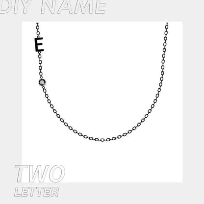 Stainless Steel 26 English Letter Name Necklace 7Letters / Steel color
