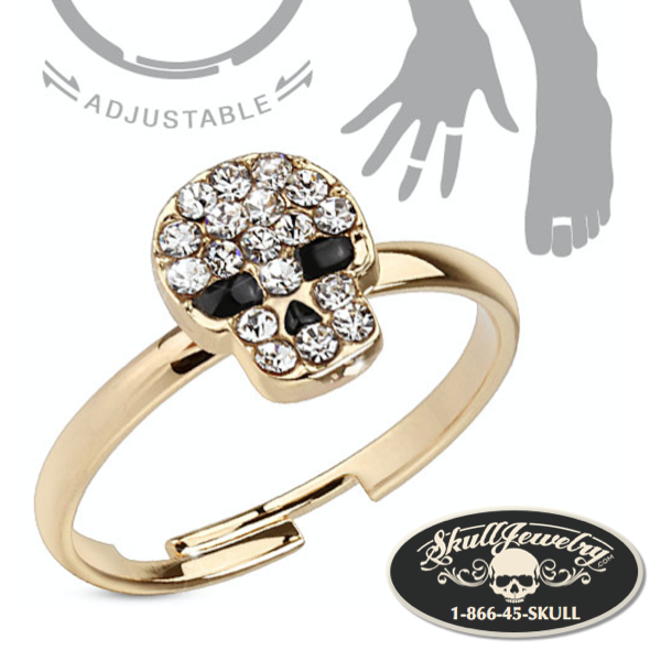 'Skull-errific' Adjustable Brass Mid-Ring/Toe Ring (#adj001)