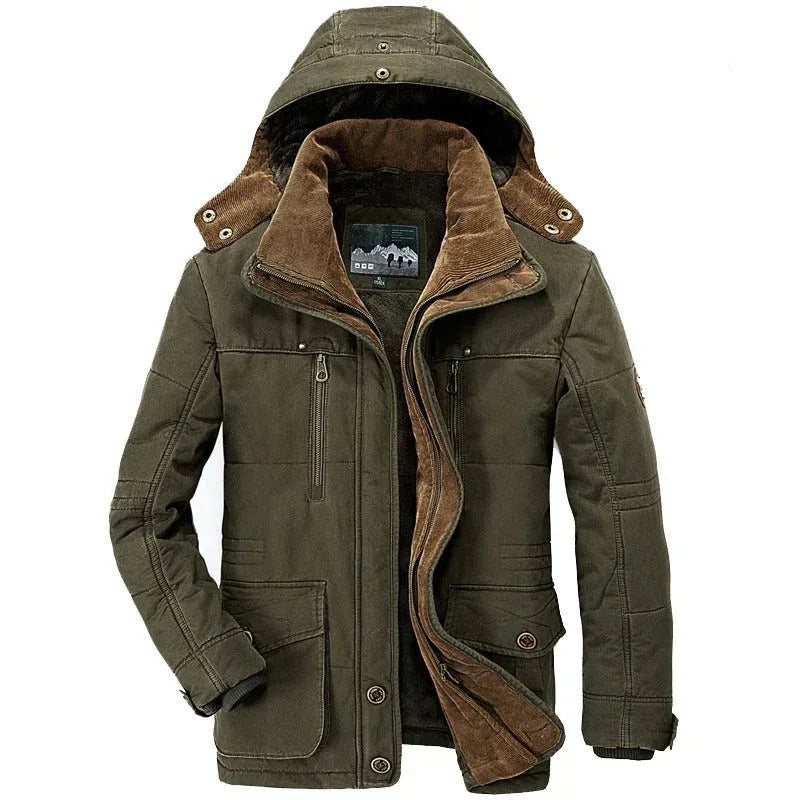 Mens Hooded Winter Parka Coat with Inner Fleece S / Navy