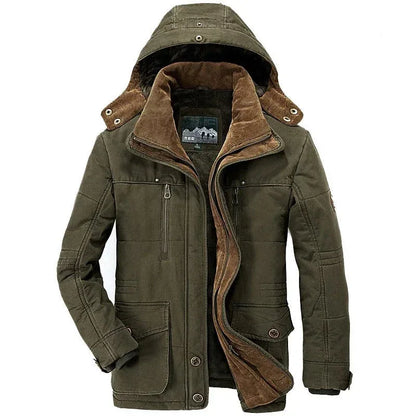 Mens Hooded Winter Parka Coat with Inner Fleece S / Navy