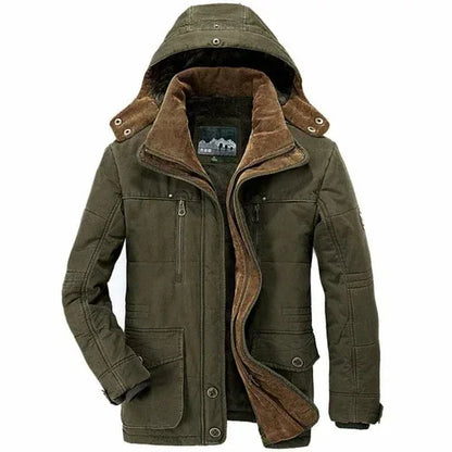 Mens Hooded Winter Parka Coat with Inner Fleece S / Army Green