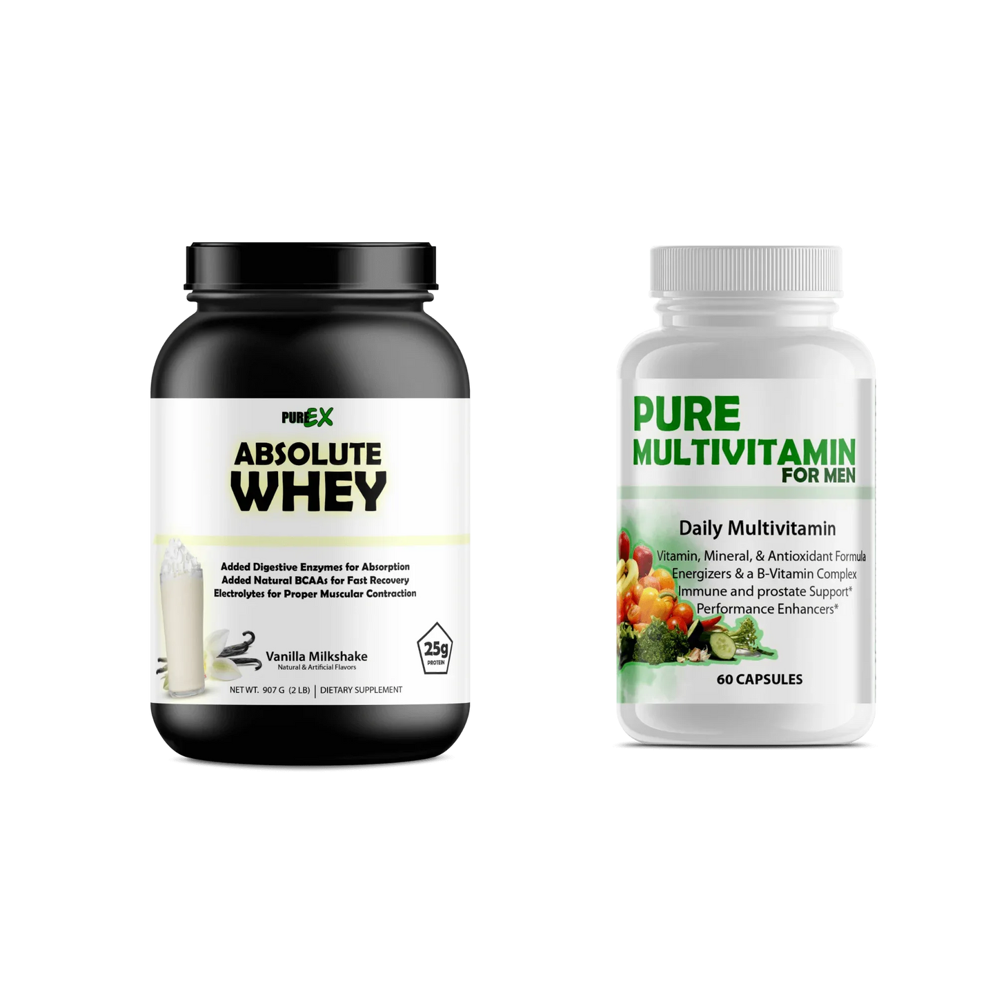 Multivitamins + Protein Pure Multivitamins Mens + Absolute Whey Vanilla