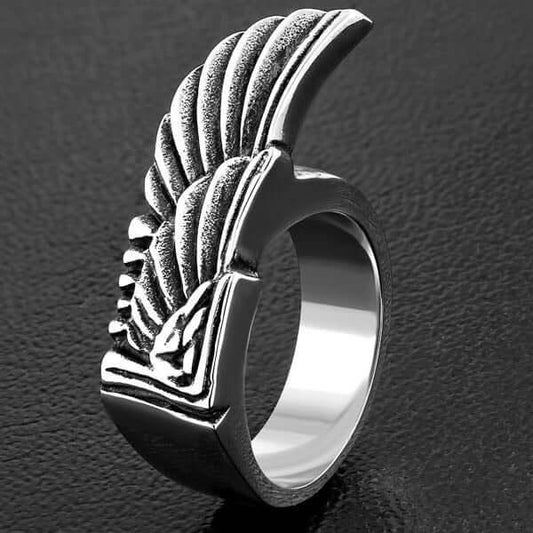 Egyptian Wing Stainless Steel Ring (#360) Size 15