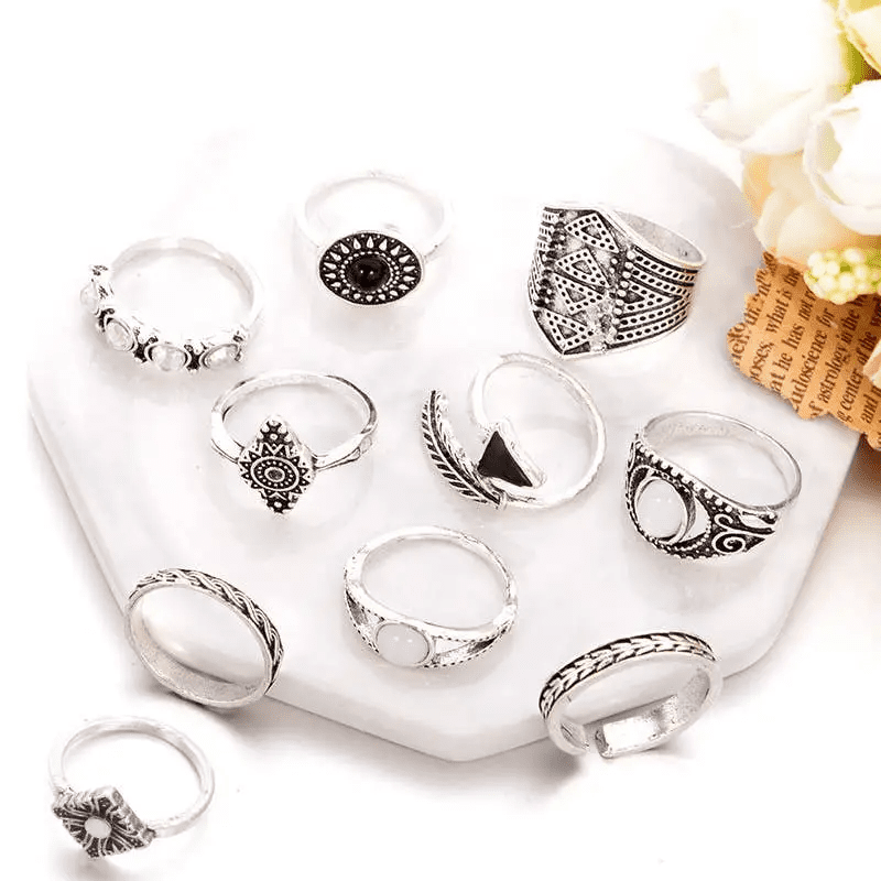 Vintage Boho Women's 11 Piece Rings Set