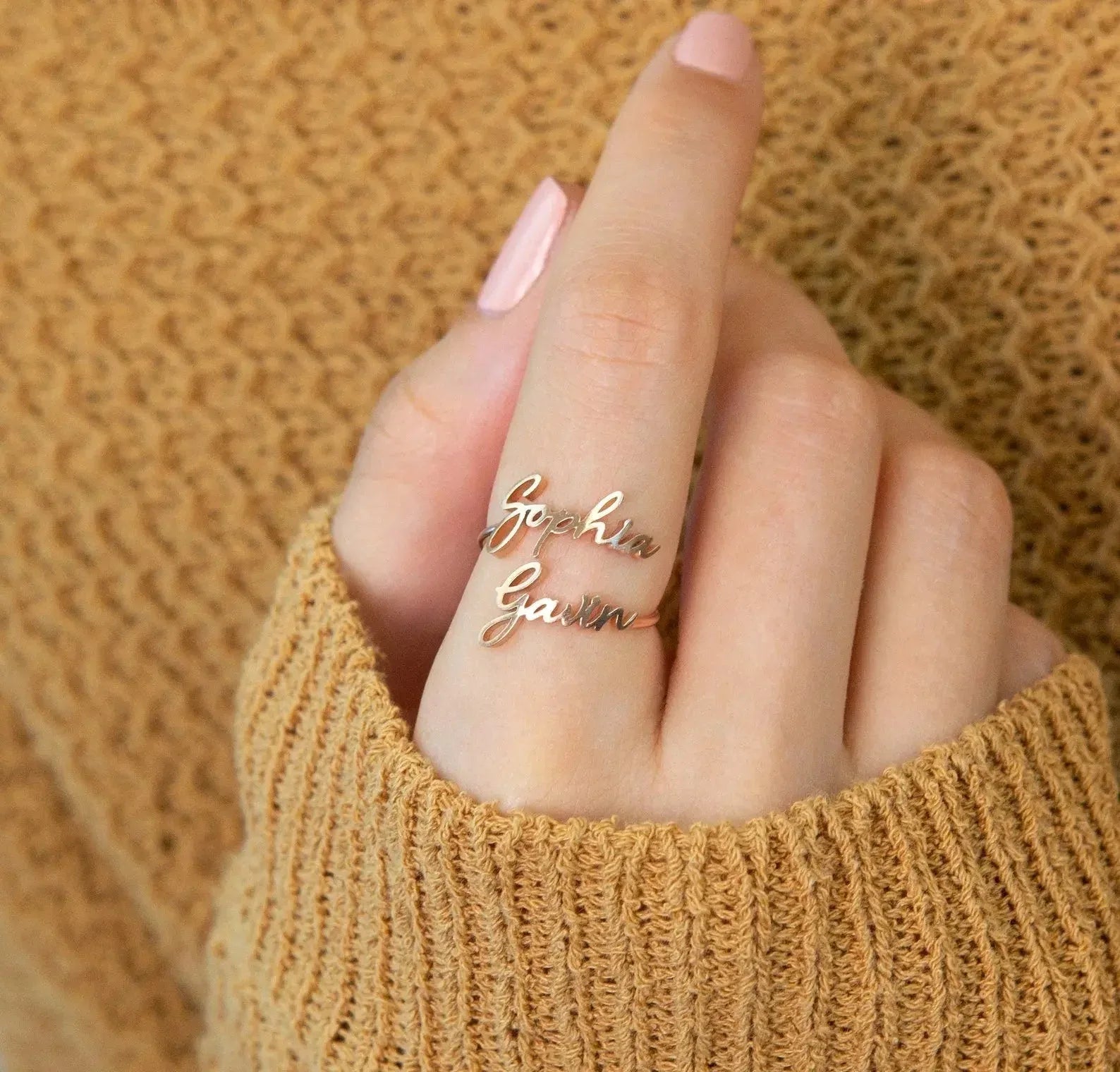 Name Ring - custom name ring rose gold