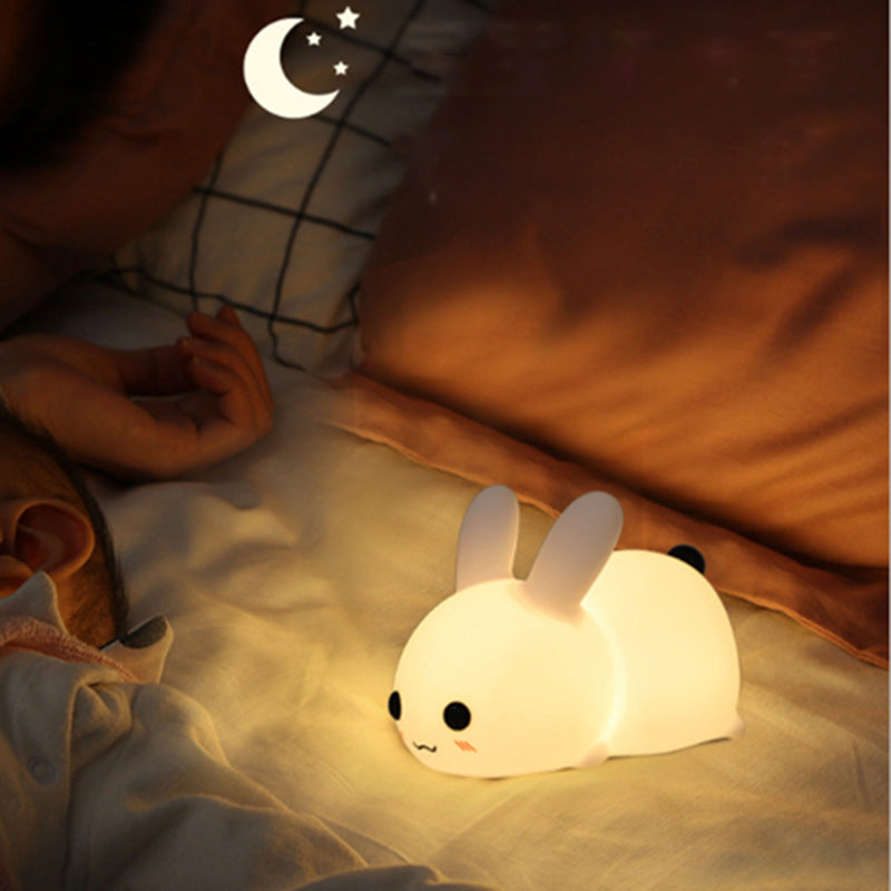 Cute Rabbit Silicone Lamp Timing Bedside Decor Kids Baby nightlight Birthday Gift