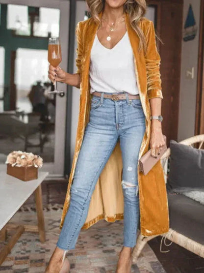 Open Front Long Sleeve Coat 2XL / Tangerine