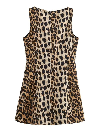 Leopard Print Sleeveless : Mini Dress S / Leopard