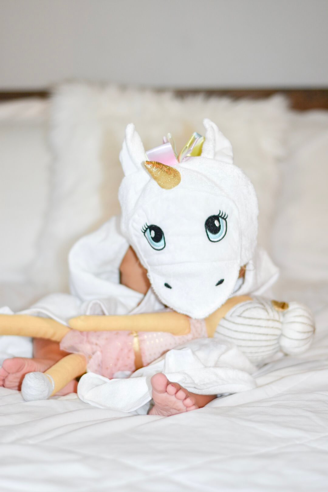 White Unicorn Hooded Towel