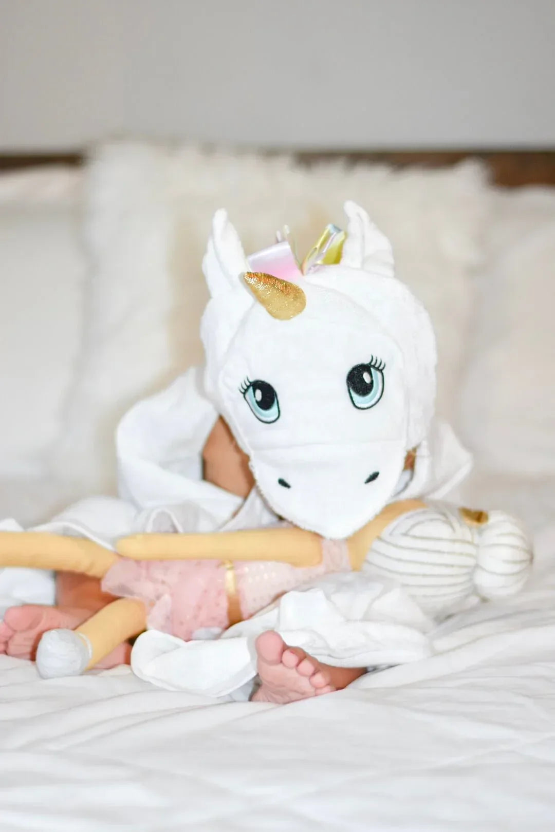 White Unicorn Hooded Towel Default Title