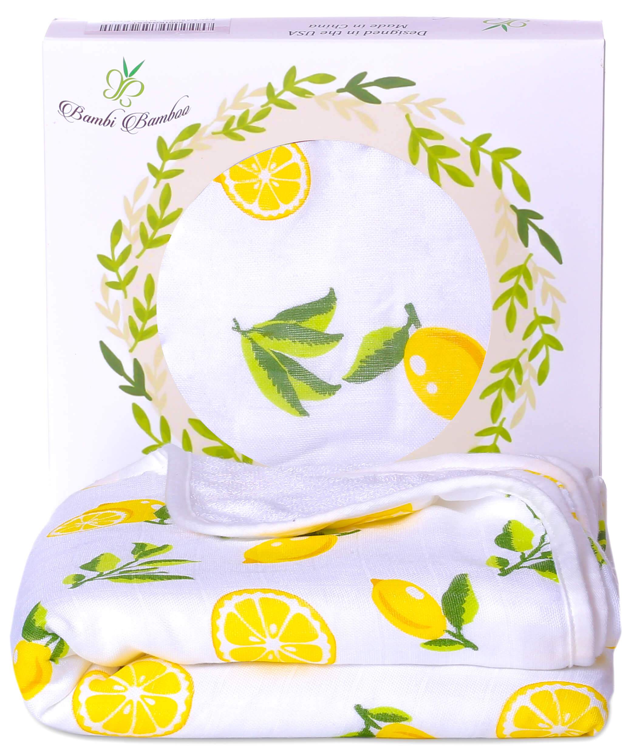 Baby Hooded Towel, Muslin-Backed, Buttery Soft Terry, Lemon Print