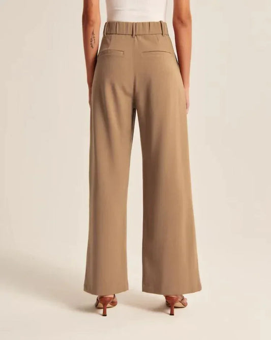High Waist Straight Trousers With Pockets Wide Leg Casual Pants For S / White