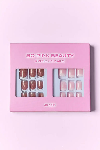 SO PINK BEAUTY Press On Nails 2 Packs Polished Petals / One Size