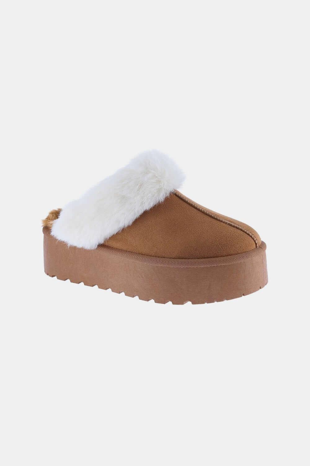 Weeboo Thick Bottom Fur Trim Snow Slippers Tan / 6.5