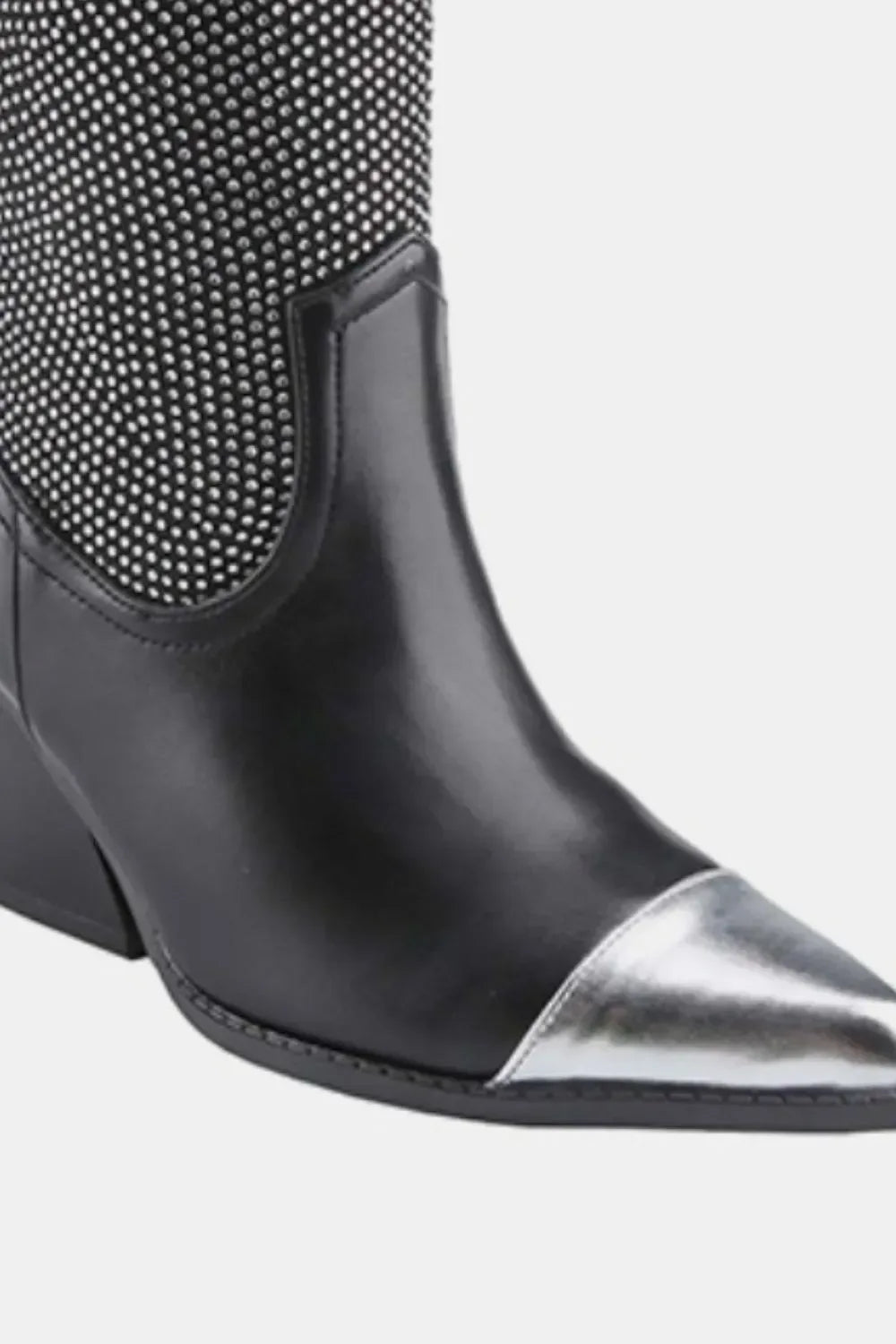 Weeboo Chunky Heel Rhinestone Western Cowboy Boots Black / 6.5