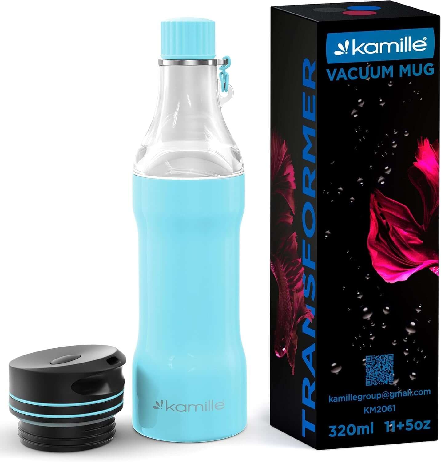 Shopminx Transformer 2-in-1 Insulated Travel Mug – Leak-Proof Stainless Steel Tumbler with Dual Lids for Hot & Cold Drinks, BPA-Free, 16 oz Blue