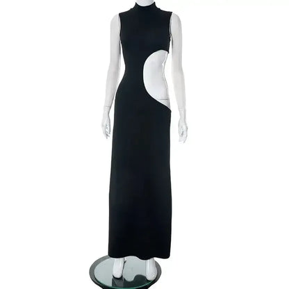 Cryptographic Sexy Cut Out Maxi Dress black