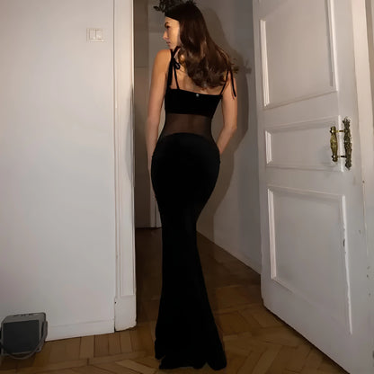 Black sleeveless maxi dress