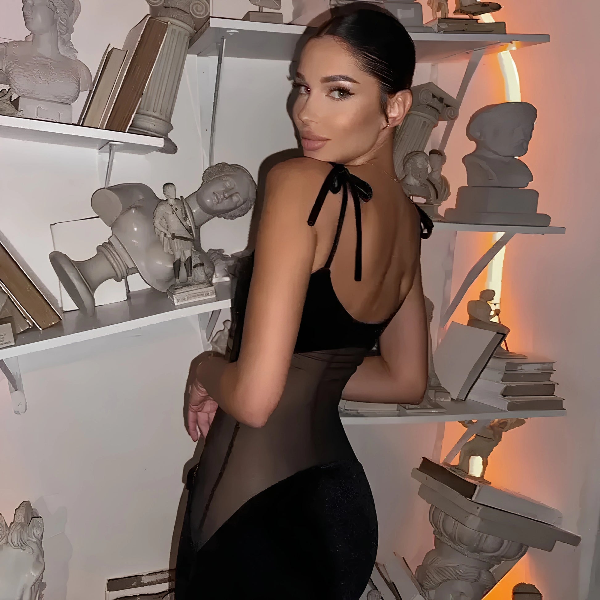 Black sleeveless maxi dress