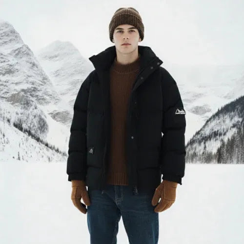 Mens Stand Collar Puffer Jacket M / Black