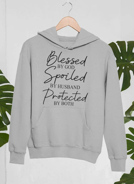 Blessed By God Spoiled By Husband Protected By Both Hoodie XXX-Large / Athletic Heather