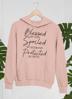 Blessed By God Spoiled By Husband Protected By Both Hoodie XXX-Large / Heather Prism Peach