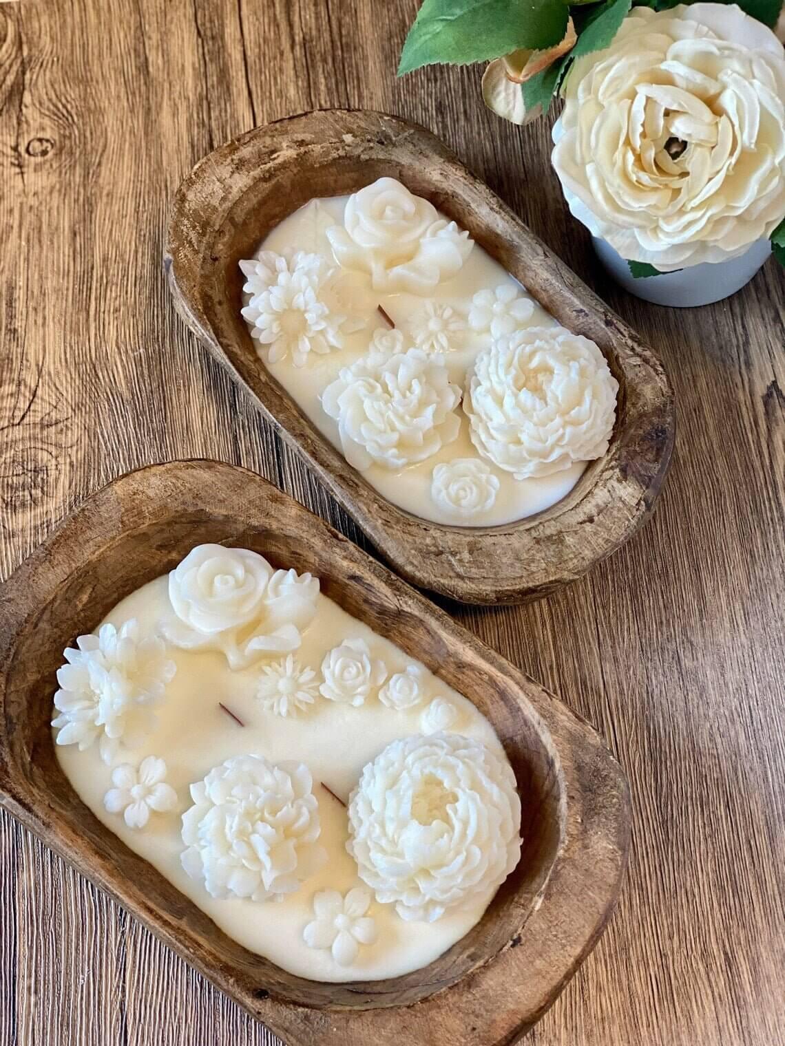 Botanical Garden Scented Dough Bowl Candle White Tea / B