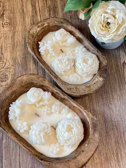 Botanical Garden Scented Dough Bowl Candle White Tea / B