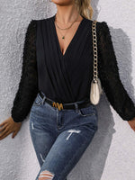 Surplice Long Sleeve Bodysuit Black / S