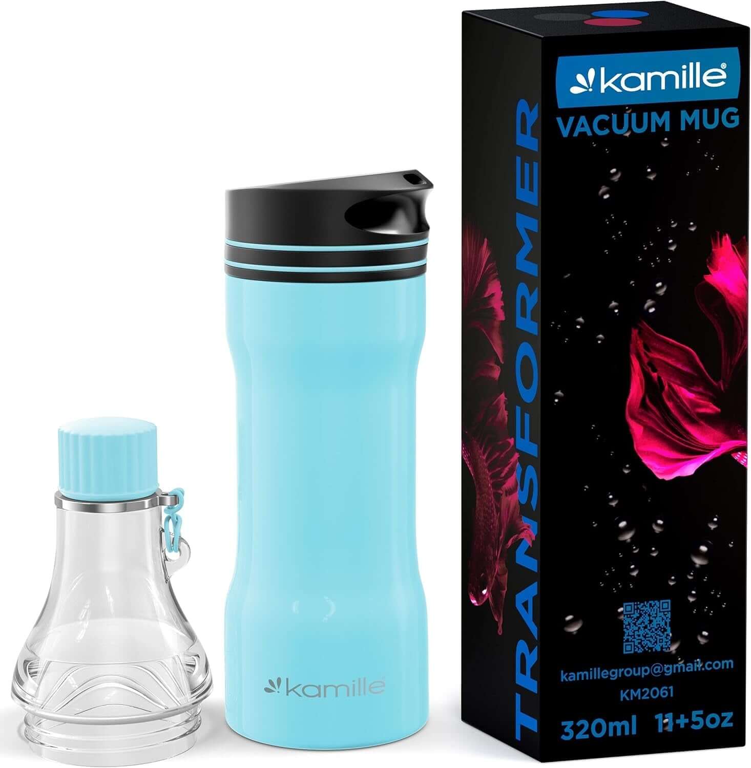 Shopminx Transformer 2-in-1 Insulated Travel Mug – Leak-Proof Stainless Steel Tumbler with Dual Lids for Hot & Cold Drinks, BPA-Free, 16 oz Blue