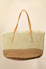 Fame Straw Braided Beach Tote Bag Ta / one size