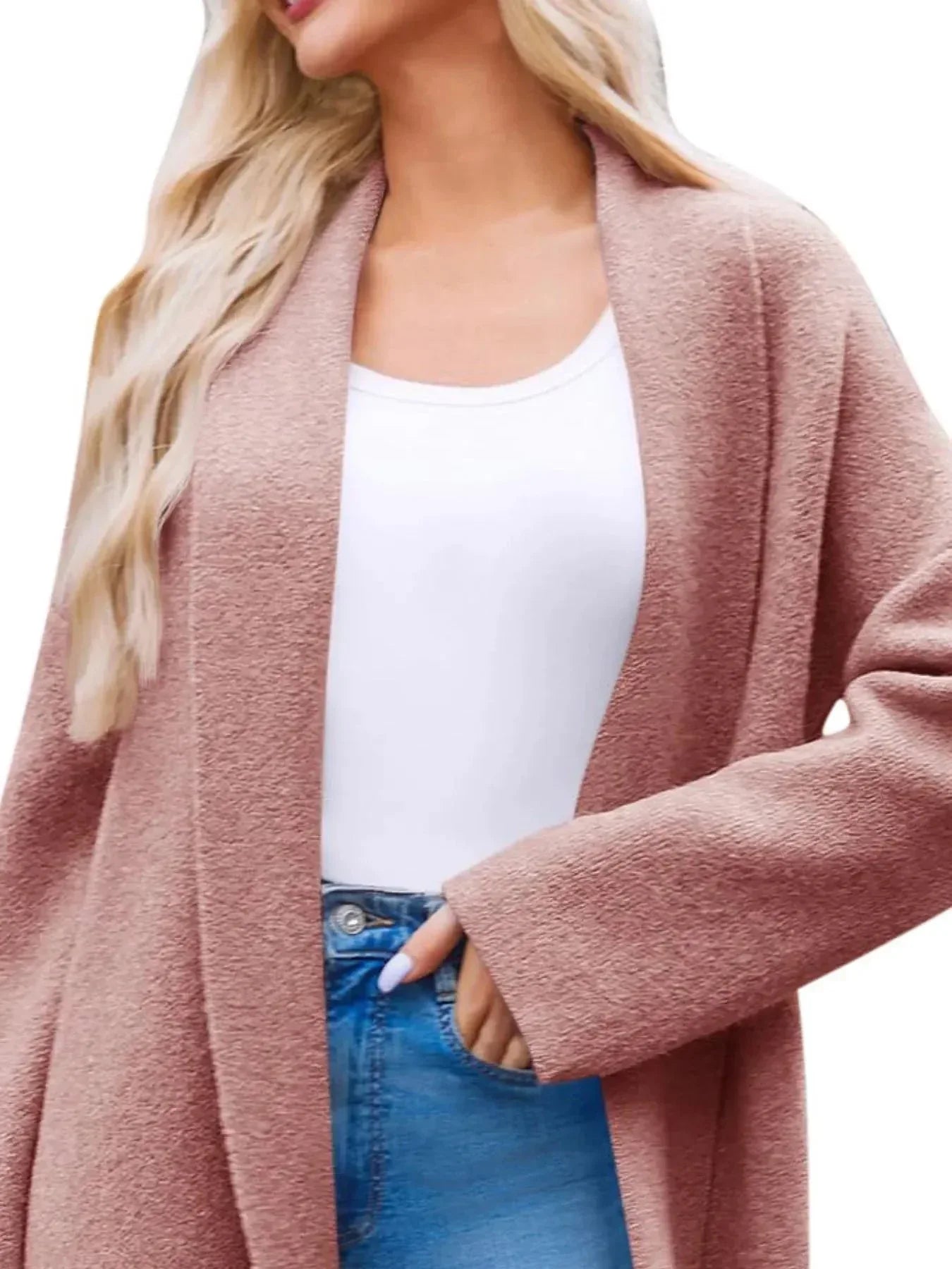 Open Front Longline Coat S / White